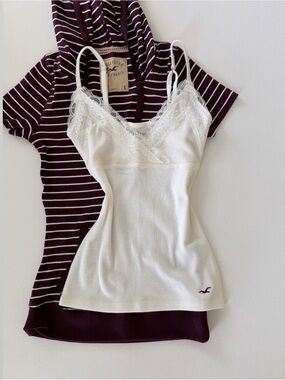 Hollister lace cami top white